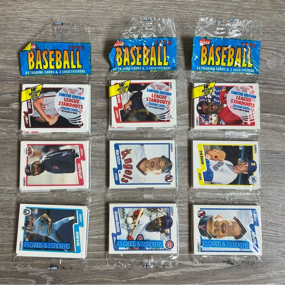 VTG 1990 Fleer‎ Baseball Unopened 3 Rack Packs Limited Edition MLB